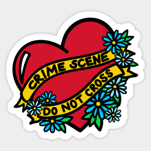 Crime Scene Tape Vintage Heart Tattoo Sticker